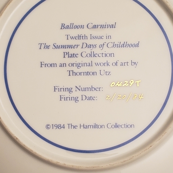 VTG. Balloon Carnival Collector's Plate - Picture 3 of 4